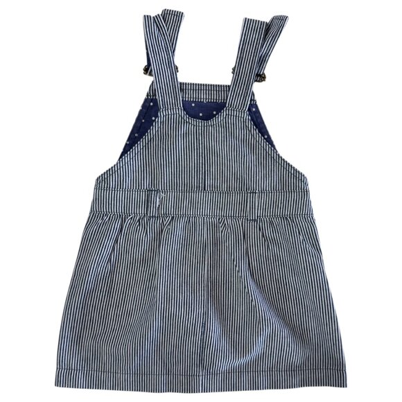 DOTTY DUNGAREES - OVERALL MINI SKIRT - STRIPES NAVY/WHITE - 61.7% COTTON - NWT - Picture 2 of 4